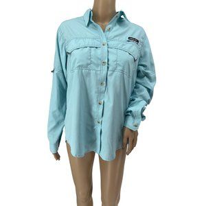 Little Donkey Andy womens outdoor top small blue long sleeve vented mesh